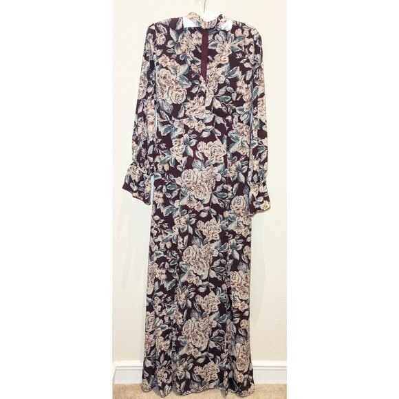 Honey Belle Floral Print Maxi Dress in Burgundy - Picture 15 of 15